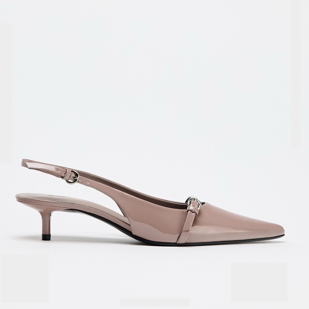 Zara Elegant Taupe Slingback Heels